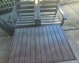 32 BrushedGreyMetalOutdoorTableTwoChairs