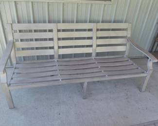 25 MetalBrushedGreyOutdoorPatioBench