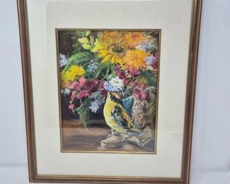 152 BirdFlowersPastelPrintKWhitman
