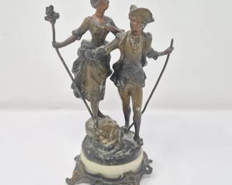 2 PairofVintageMetalFigurinesRococoCoupleClassicalGoddess