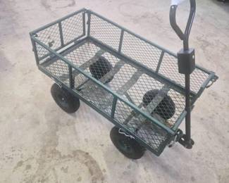 64 HeavyDutyGreenMetalGardenUtilityCartConvertibleFlatbedWagon