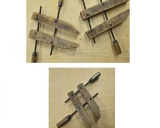 157 VintageJorgensenWoodHandscrewClampsTrio