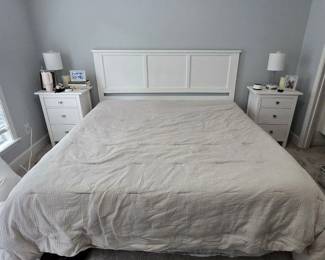 King Size White Panel Bed