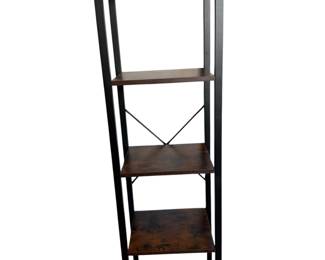 Industrial Style Black Metal and Wood 5 Tier Bookshelf