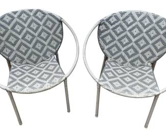 Pair of Opalhouse Diamond Weave Wicker Egg Chairs