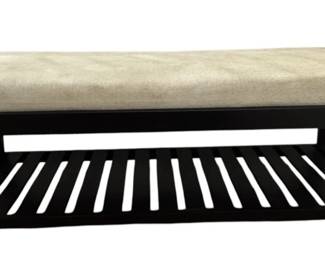 Wood and Rattan Hallway Bench with Cushion
