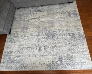 Modern Distressed Blue Cream Area Rug