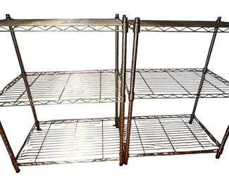 Lot of 2 3 Tier Metal Shelving Units Chrome