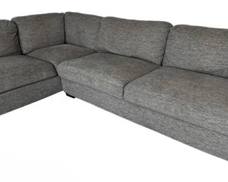 Gray Upholstered Sectional with Ottoman