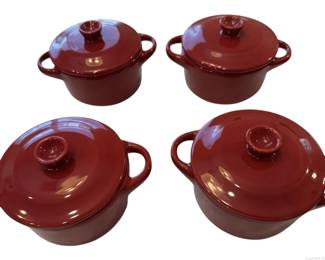 Set of 4 Crofton Mini Cocottes with Lids 8oz Ceramic Ramekins Small Casserole Dishes
