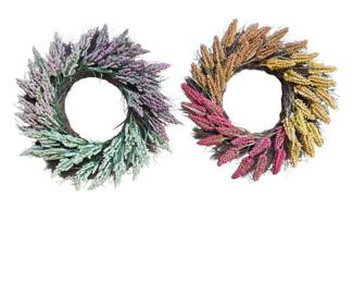Pair of Wreaths from Ashland Features a Multi Colored Heather Design