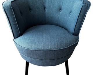 Nice Blue Upholstered Barrel Chair