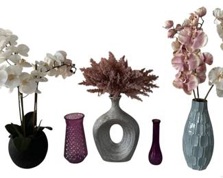 Lot of 5 Vases with Faux Florals