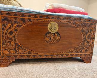 CHINESE HAND CARVED WOODEN CHEST 