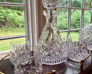 Waterford Decanter Set with 4 tumblers and Tray