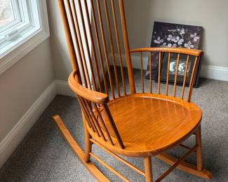 MID CENTURY SPINDLE HIGH BACK ROCKING CHAIR