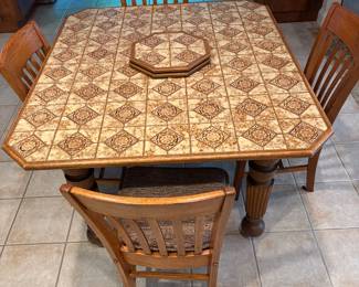 Square Tile Made Kitchen Table and 4 Chairs - Nice!