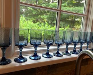 BLUE LIBBEY FACETS GLASSES