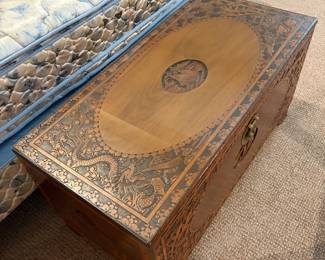 CHINESE HAND CARVED WOODEN CHEST 