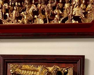 GOLD GILT WOOD CARVED WALL HANGINGS CHINESE QING