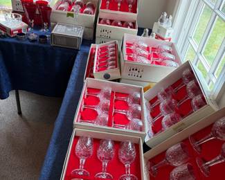 BOXES OF PARKA CRYSTAL STEMWARE AND MORE