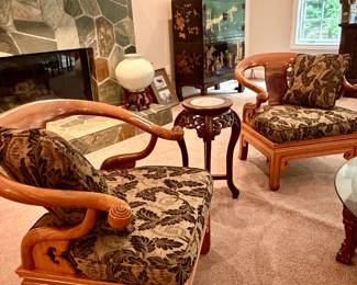 VINTAGE HORSESHOE SHAPED MID CENTURY CHINESE DESIGN CHAIRS