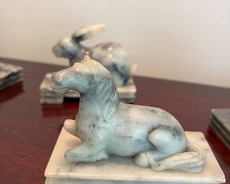 CHINESE ZODIAC CARVED SOAPSTONES 