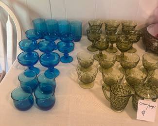 Blue and Green Colored glassware