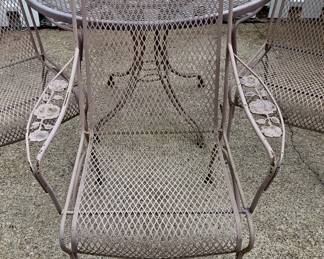 Vintage Woodard wrought iron patio set, table & 4 chairs.
