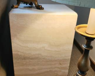 vintage 1960's Italian Travertine Block end table stand