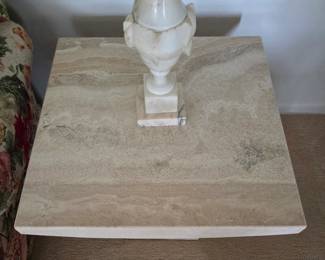 1960's Italian Travertine End table (1 of 2) Top side