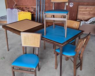 Vintage MCM Stakmore Folding Card table & matching chairs