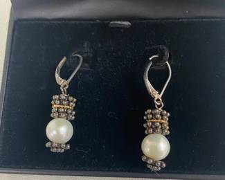 Sterling & 14 KT Earrings w/Pearls
