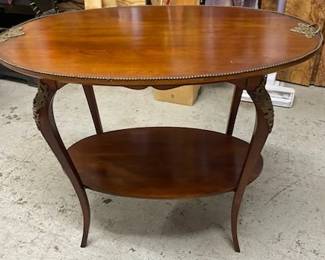 Oval Lamp Table w/Brass Handles