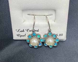 Earrings w/Lab Opals