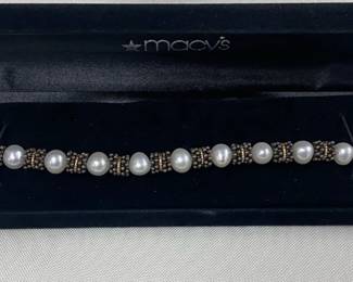 Sterling & 14 KT Bracelet w/Pearls