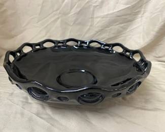 Black Glass Bowl w/Lace Edge
