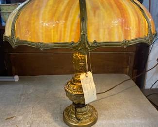 B & H Slag Glass Lamp