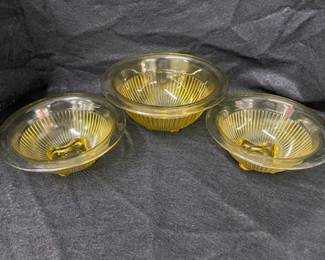 3 pc. Yellow Depression Nesting Bowls
