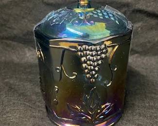 Blue Carnival Glass Candy Dish
