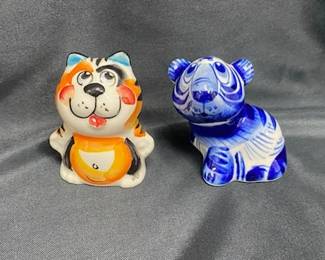 Russian Porcelain Tiger & Cat Figures