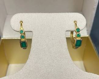 Sterling Earrings w/Emerald Stones