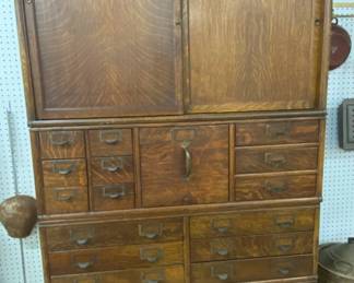 Early 1900's Oak Stacking File Cabinet- 76 1/2" tall, 41 1/2" wide, 18" deep
