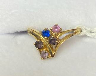 10 KT Ring w/ Multi- Color Stones -2.1 Grams