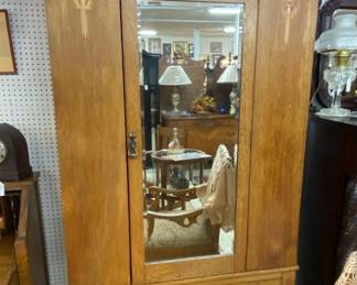 Oak Wardrobe w/Mirror -Arts & Crafts