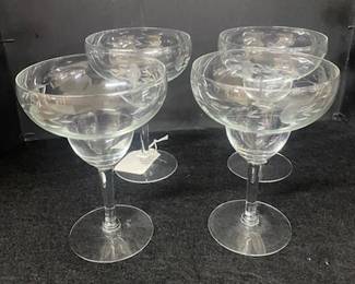 4- Princess House Etched Margarita Glasses