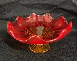 L.E. Smith Amberina Compote