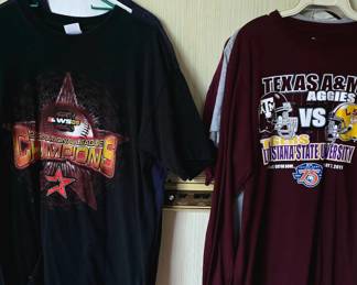 Plenty of Astros and Texas A&M t-shirts