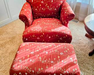 Art Deco Chair & Ottoman w/Cherry Legs from Israel's Designs