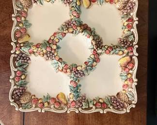 Vintage Lefton Della Robbia Fruit Motif Divided Serving Platter